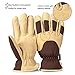 Winter Work Gloves Deerskin Leather Insulated Glove Thick Thermal Polar Fleece Warm for Driving Snow Working in Cold Weather for Women and Men (Brown, Large)