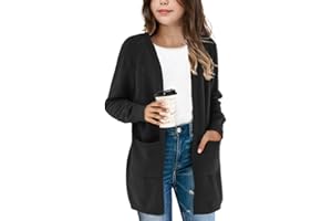 Amarmia Girl's Open Front Cardigan Long Sleeve Knit Sweaters Kids Solid Cute Casual Loose Outerwear Coats with Pockets