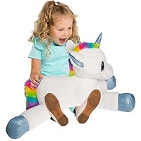 Gitzy 25 Inch Large Rainbow Unicorn Stuffed Animal Girls Kids Toddler Plush Toy Pillow Home Travel