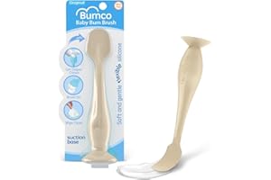 Bumco Baby Bum Brush - BPA-Free Diaper Cream Spatula with Suction Cup Base, Soft & Flexible Silicone, Wipe-Clean, Mom-Invented Diaper Bag Essentials (Sand)
