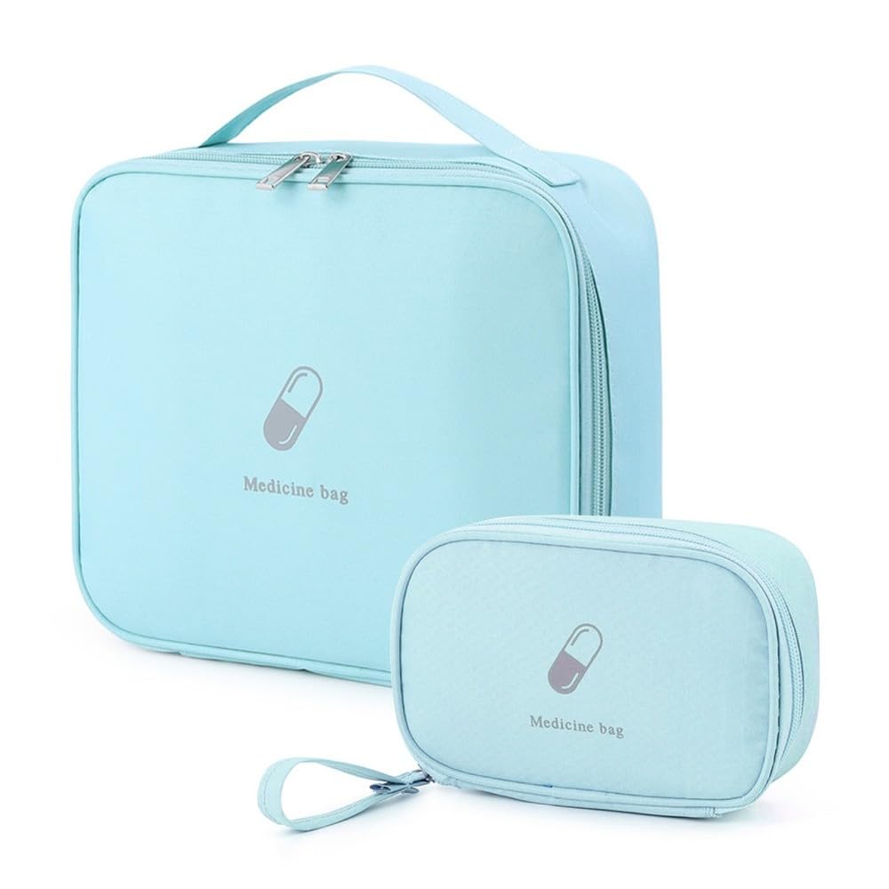 MiOYOOW 2PCS Travel First Aid Bag, Medical Pouch Portable Medicine Storage Bag for Camping Hiking Travel (Small and Large)