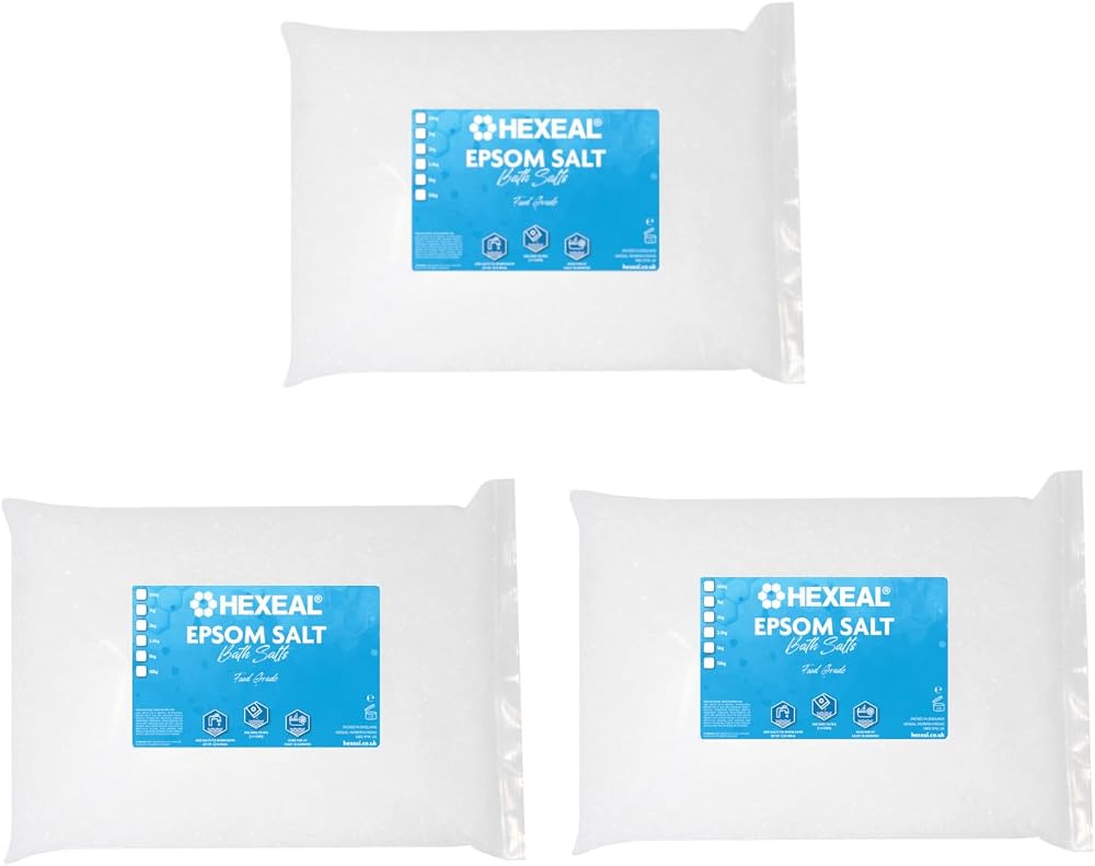 Hexeal Epsom Salt 15kg – 3 x 5kg Bags Food Grade Magnesium Sulphate