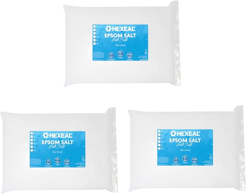 Hexeal Epsom Salt 15kg – 3 x 5kg Bags Food Grade Magnesium Sulphate