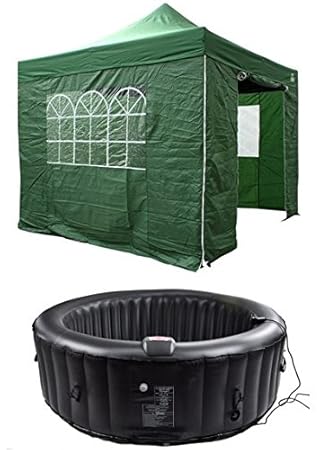 All Seasons Gazebos And Hot Tubs Premium 4 6 Person Inflatable Hot Tub 3x3m Heavy Duty Pop Up Gazebo 4 Side Panels Green