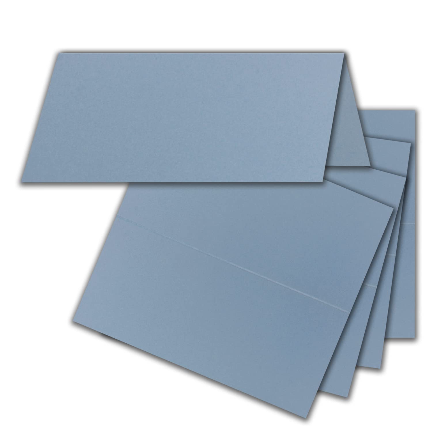 FarbenFroh by GUSTAV NEUSER 50 x Place Cards in Grey Blue (Blue) – 4.5 x 10 cm – Blank – Double Cards – as Place Cards and Name Cards for Weddings and Parties