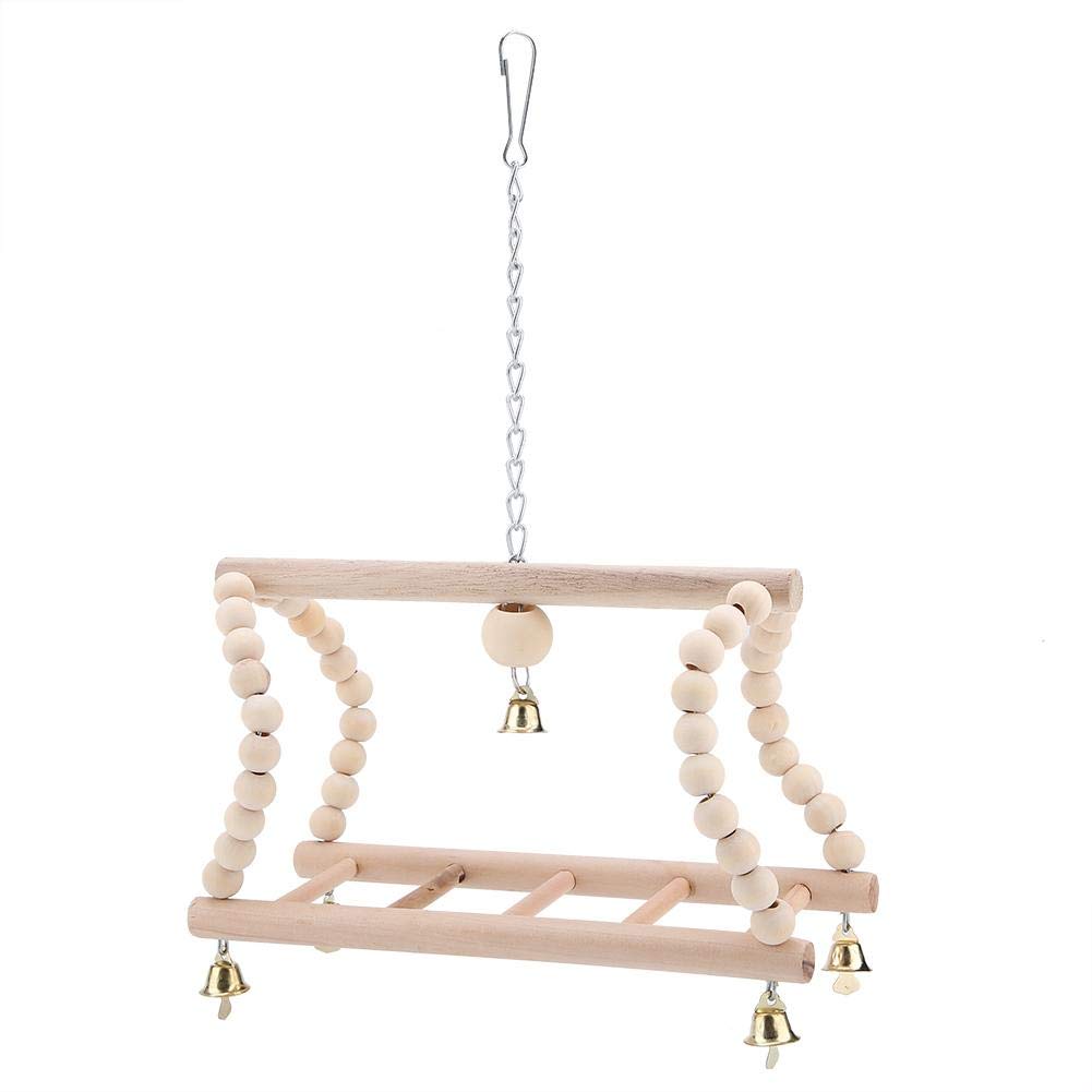 TOPINCN Pet Parrot Ladder Toy Wooden Climbing Swing Ladder Bridge Bird Cage Accessories Decorative Flexible for Birds Hamster Trainning