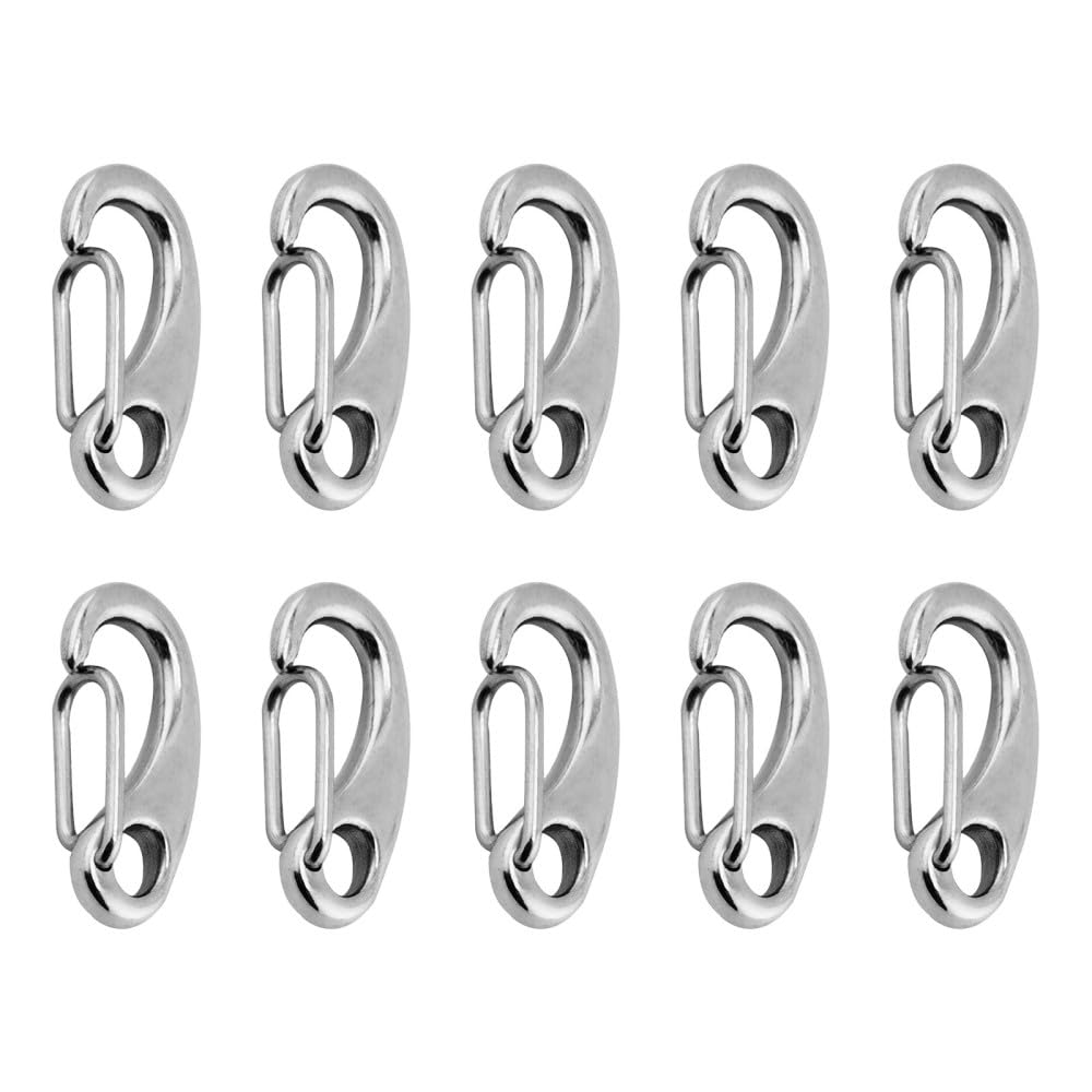 Carabiner Clip, 10PCS Heavy Duty Snap Hooks Stainless Steel Keychain Clips for Camping Hiking Hammock Swing 40/70MM
