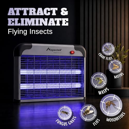 ASPECTEK Electric Bug Zapper, 20W UV Bulbs Mosquito, Fly, Gnat and Moth Control, Indoor and Covered Outdoor Use for Home, Garage, Patio and Farm, Includes 2 Replacement Bulbs