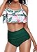 Heat Move Women Retro Flounce High Waisted Bikini Halter Neck Two Piece Swimsuit (Green, M)