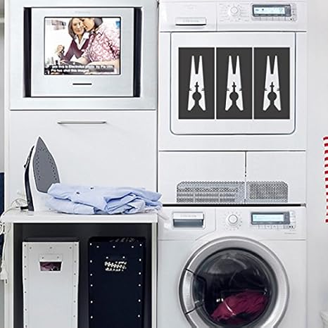Wäschekorb Wand Aufkleber Wäscheklammern Wandtattoo Vinyl Laundry Room