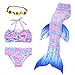 Mermaid Tail, QIJOVO 3PCS Girls Mermaid Custome for Swimming Bikini Swimmable Tail Swimwear (without Monofin)