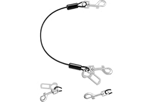 VavoPaw Dog Seat Belt for Car, 16" Chew-Proof Coated Wire Dog Car Leash Seat Belt, Dog Leash with Buckles and Latch, Safety Harness for Small, Medium, Large Dog or Cat, Travel, Black, 1 Pack