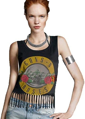 Plusasa Printed Fashion Guns N Roses Classic Casual Tank Top T-shirt (XXL, Black)
