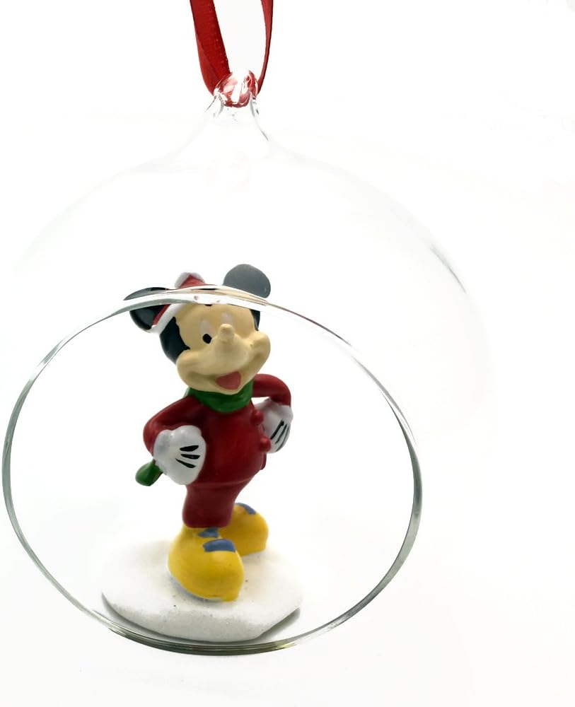 Disney Christmas Hanging Decoration Glass Bauble Mickey Mouse