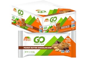 PROBAR - GO Energy Bars - Peanut Butter Chocolate Chip - Gluten-Free, Non-GMO, Whole-Food Ingredient Snack Bars (12 Count)