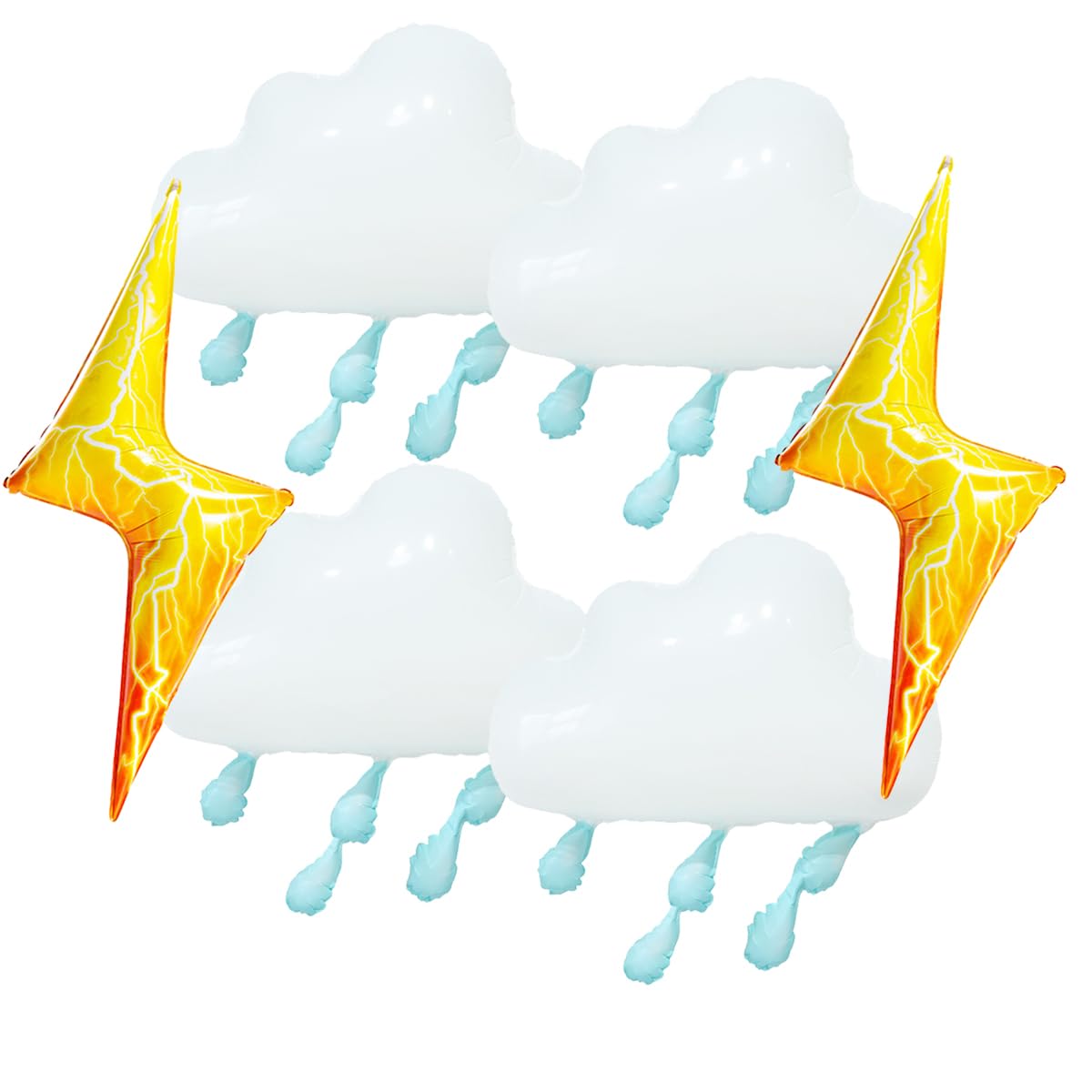 Photo 1 of White Cloud Blue Rain Drops Balloons Lightning Bolt Balloon Weather Thunderstorm Tornado Theme Cloud Balloon Baby Shower Birthday Party Decorations Supplies