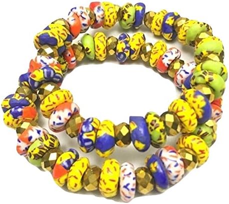 Fair Trade, Fairtrade, Colourful Natural Stone Bracelet, Stretch, Handmade in Ghana, African, Bead, Stone Bangle, Bracelet for Women, Men, Unisex - 2 Bracelets
