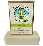 Coconut Castile Soap Bar - Organic Unscented Sensitive Skin - 4 oz - Pure and All Natural