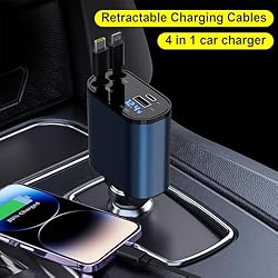 Retractable Car Charger, 60W 4 in 1 Fast Charging