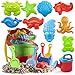 Prextex 19 Piece Beach Toys Sand Toys Set, Bucket with Sifter, Shovels, Rakes, Watering Can, Animal and Castle Molds in Drawstring Bag primary