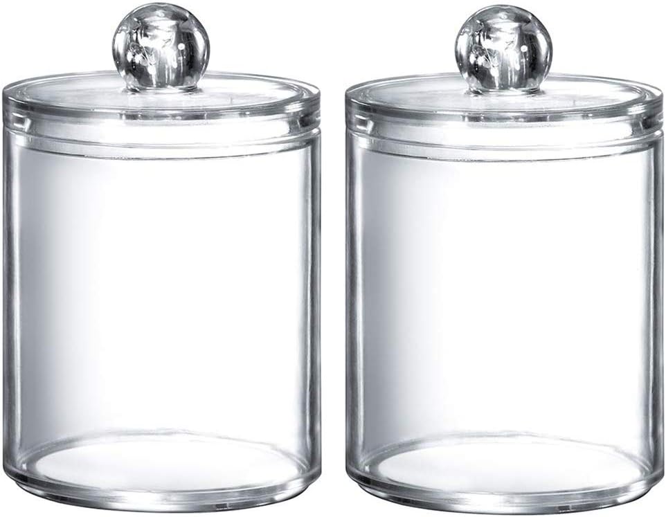 Kamay's2PCS Transparent Dust-proof Cotton Ball Pad Swabs Make Up Pads Dispenser Holder Organizer Container with lid Multifunction Acrylic Cosmetic Makeup Organizer (SF-297-2)