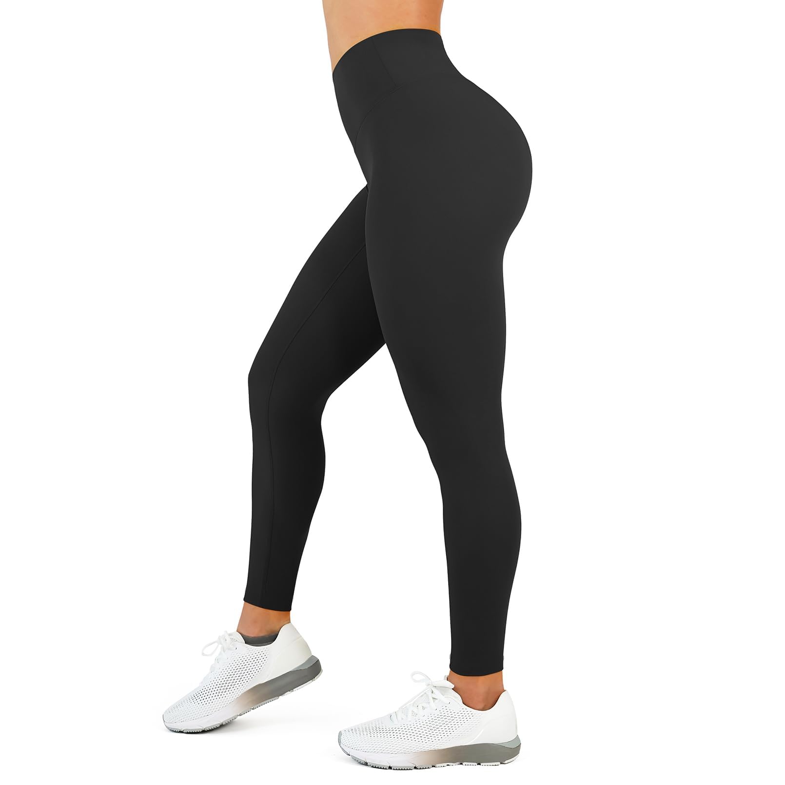 Photo 1 of HEGALY High Waisted Leggings for Women - No Front Seam Tummy Control Yoga Pants for Workout Running No See Through Black, Large