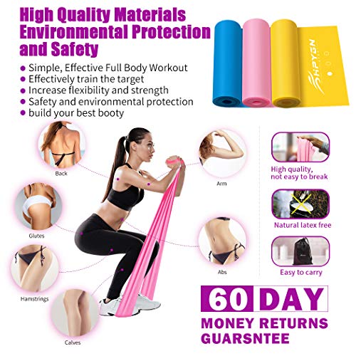 HPYGN Resistance Bands Set, Exercise Bands for Physical Therapy, Strength Training, Yoga, Pilates, Stretching, Non-Latex Elastic Band With Different Strengths,Workout Bands with Door Anchor