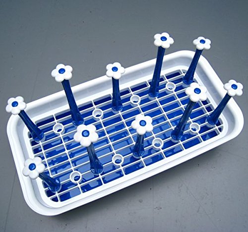 Vivian Bottle Drying Rack Mug Organizer Holder Cup Drying Rack Kitchen Accessories for 10 PCS Bottles Cups (Blue)