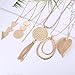 FINREZIO 6PCS Long Pendant Necklace Set Tassel Pendant Simple Bar Necklace Strands for Women