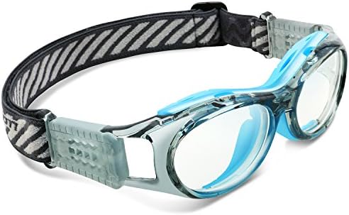 Ponosoon Sports goggles for KIDS for basketball football volleyball 853 (Transparent Grey with Blue)