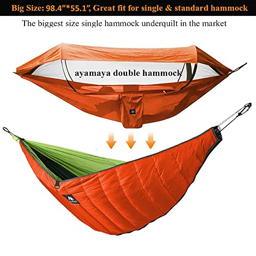 AYAMAYA Single & Double Hammock Underquilt Full Length Big Size Under Quilts for Hammocks, Camping Backpacking Essential, Winter Cold Weather Warm UQ Blanket Bottom Insulation