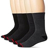Signature Brands Men's 5 Pack Thermal Crew Sock,Black/Grey/Navy,10-13/6-12