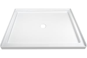 DEER VALLEY DeerValley DV-1SB0109 48"L X 34"W Shower Base in White with Single Threshold and Center Drain, Center Drain Location, Small Rectangle Acrylic Shower Pan, Non-slip Design