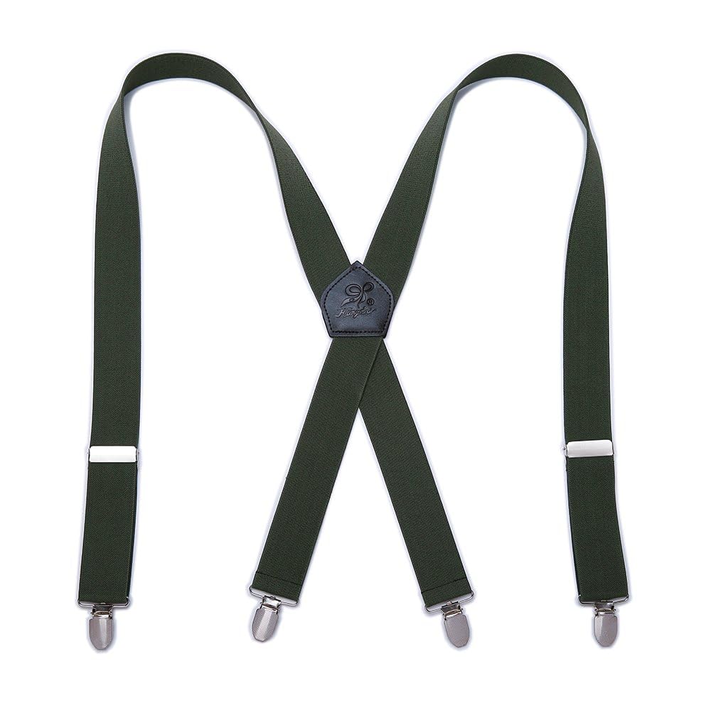KANGDAI Men Braces Strong Metal Clips 4 X Back Durable Elastic Adjustable Suspenders Heavy Duty Mens Braces
