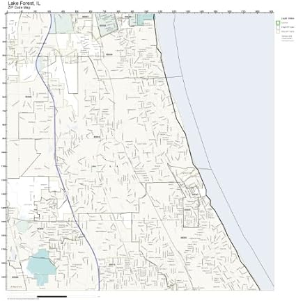 Amazon.com: ZIP Code Wall Map of Lake Forest, IL ZIP Code Map Laminated