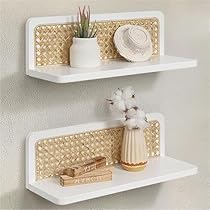 Rattan Shelf Set of 2, 7''Natural Rattan Shelf with Wicker