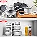 MASSUGAR Pots and Pans Organizer for Cabinet, 8 Tiers Pan Organizer Rack for Cabinet with 3 DIY Methods, Adjustable with Hook, Pan Pot Rack for Kitchen Organization and Storage