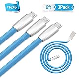 3Pack Elktry(TM)6Ft Fast Charging Cable Data Transfering Charger for Samsung Galaxy S7 S6 Edge Note 5 4 3 LG HTC and More Android Smartphones(Baby Blue)