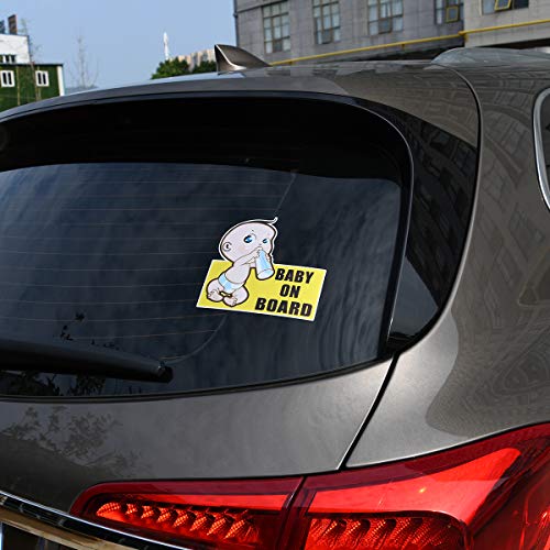 WENWELL 2PCS Baby on Board Car Sticker for Baby Safety, Baby Car Sign. Warning Sticker Window Magnet Sign Notice Board. Back Self-Adhesive Easy to Install - Thumbnail 4