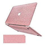 MacBook Air 13 Inch Case 2019 2018 Release A1932, Anban Glitter Bling Smooth Protective Laptop Shell Slim Snap On Case with Keyboard Cover Compatible for Mac Air 13 inch with Touch ID, Rose Gold