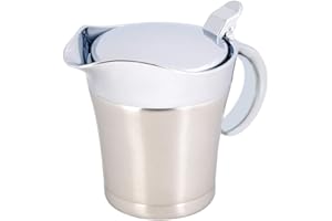 HAOFY Creamer 304 Stainless Steel Thermal Insulated Double Wall Sauce Gravy Boat Pot Serving Jug(Small 450ml)