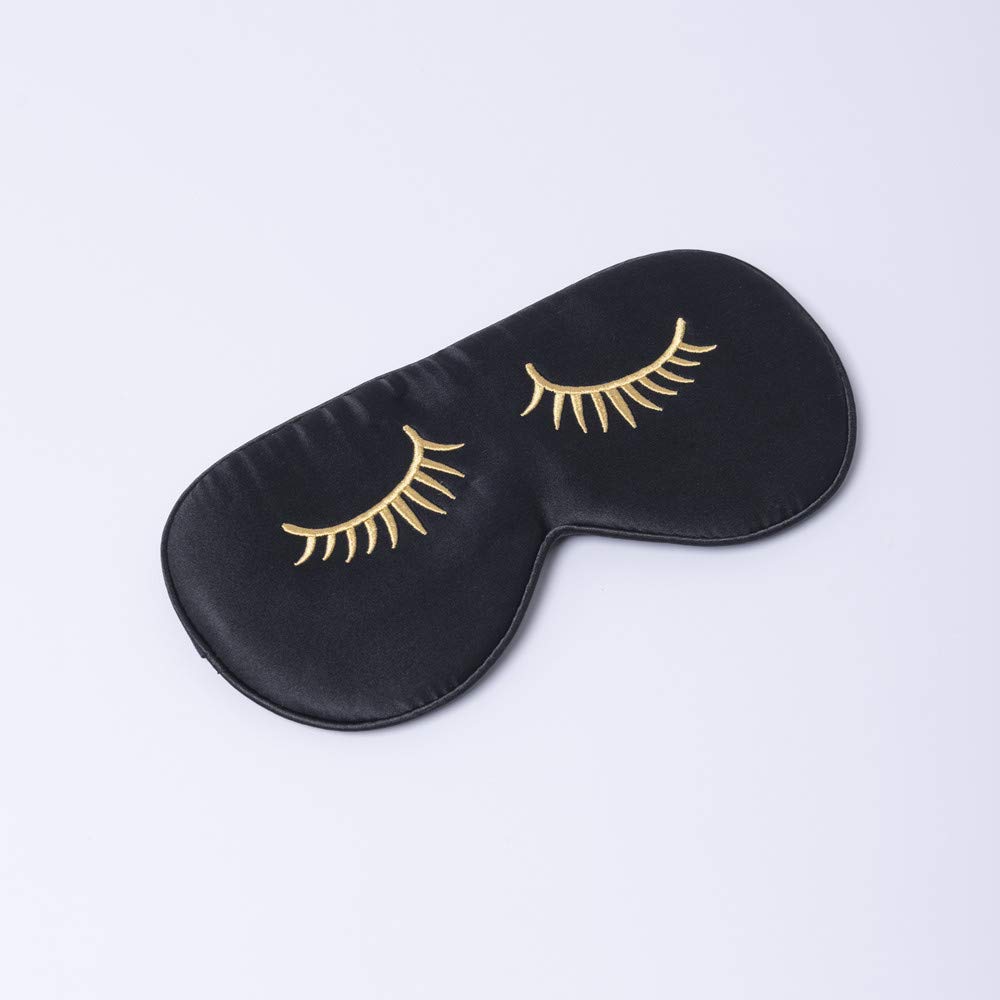 Tim & Tina Silk Sleep Mask Comfortable Blindfold Eye mask Adjustable (Black (Long Eyelashes))