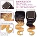 Ombre Brazilian Hair Bundles with closure Body Wave 8A Grade Human Virgin Hair Remy Hair Weaves 100% Unprocessed Human Hair Extensions Fabc Hair (14 16 18+12inch with closure, 1b/4/27)