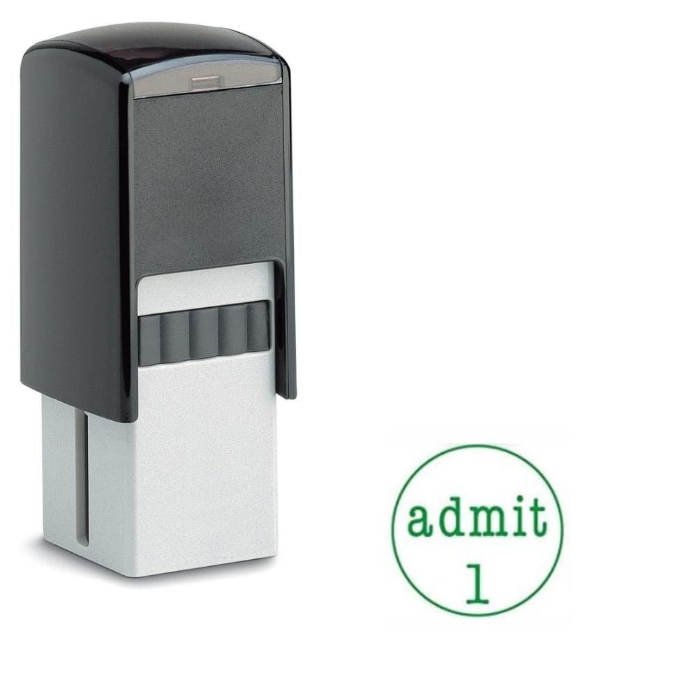 Admit 1 Stamp – Self Inking Green Ink Stamper – Approx. 19mm