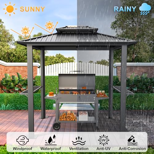 TOOLUCK 6x8 Hardtop Grill Gazebo Review: BBQ Shelter with Double Roof & Shelves image 16