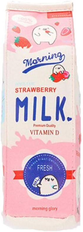 Topdo 1 Pcs Milk Carton Pencil Case Cartoon Pen Bag Storage Pouch Purse Makeup Tool Bag for Student Office -Pink,20x5x6cm