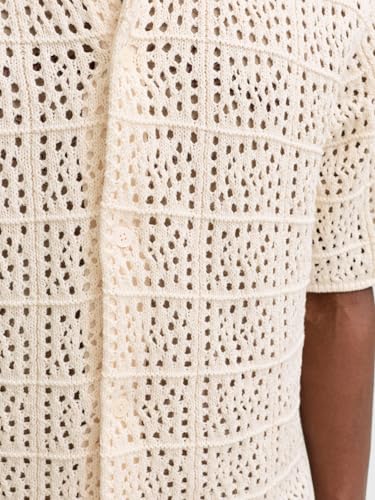 Jack & Jones Jorcotedazur Knit Crochet Polo Jorcotedazur – Men's Crochet Knit Polo (Pack of 1)