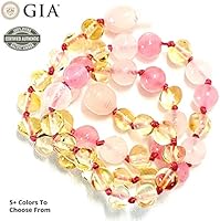 pink amber teething necklace