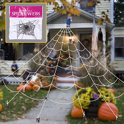 image for AOSKA 16 Feet Giant Spider Web with Super Stretch Cobweb Set with 2 Sm
