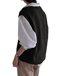 Women's V Neck Sweater Vest Oversized Sleeveless